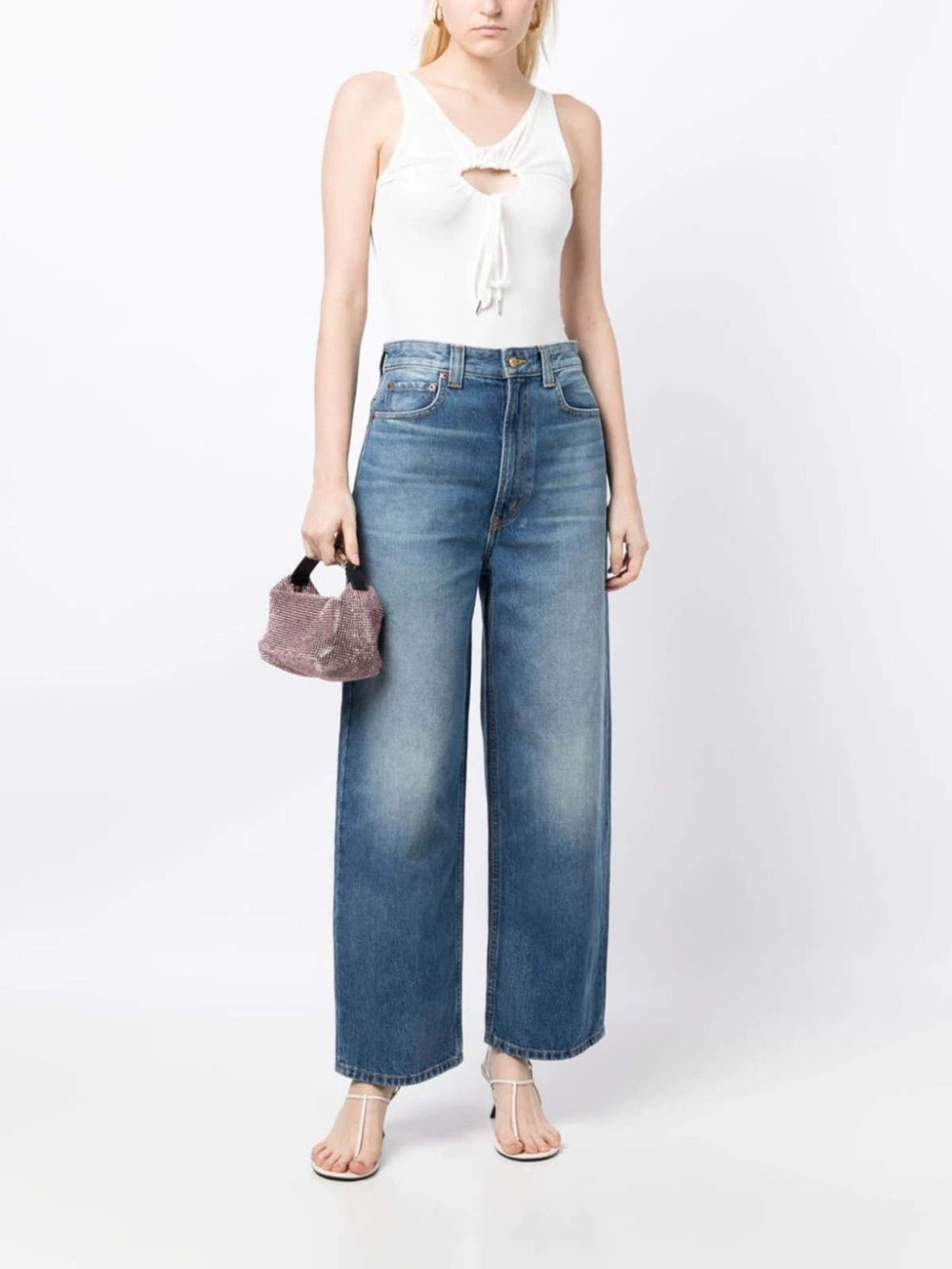 NWT B SIDES Easy Jean Mid Relaxed Wide Leg Jeans Silvia Wash Size 27